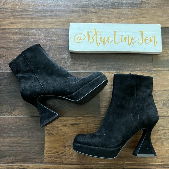 Jeffrey Campbell Humanity Suede Platform Splayed Heel Booties